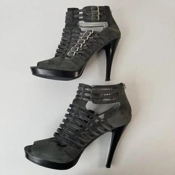 Calvin Klein Danica Platform Stiletto Heels Pumps Grey Suede Date Night Sz 9.5 - Picture 10 of 16